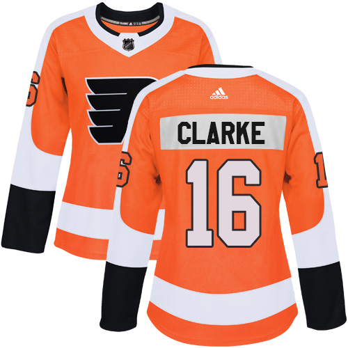 Adidas Flyers #16 Bobby Clarke Orange Home Authentic Women's Stitched NHL Jersey - Click Image to Close